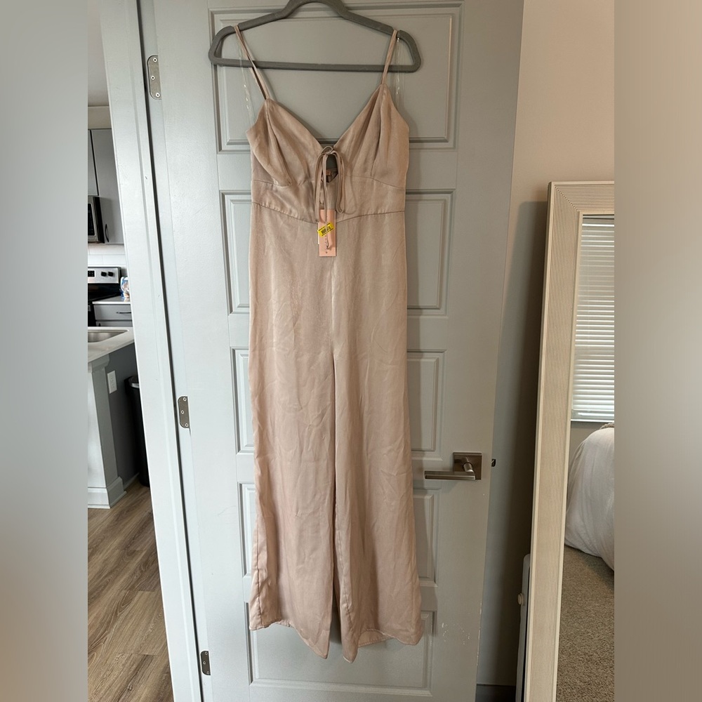 Champagne Satin Jumpsuit from Dillards
